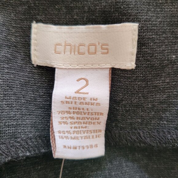 Chicos 2 Heather Grey Sequin Panel TALIA Sheath Sleeveless Dress L 12 - Picture 6 of 6